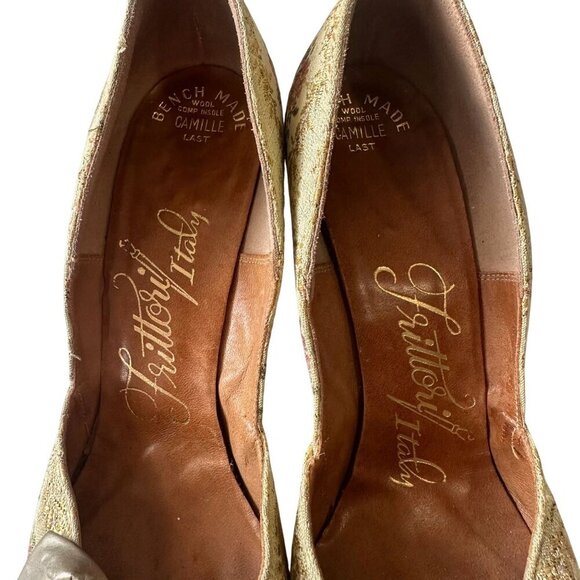 Vintage 1950s‎ Frittori Italy Floral Brocade Heels, Hand made - Picture 9 of 16